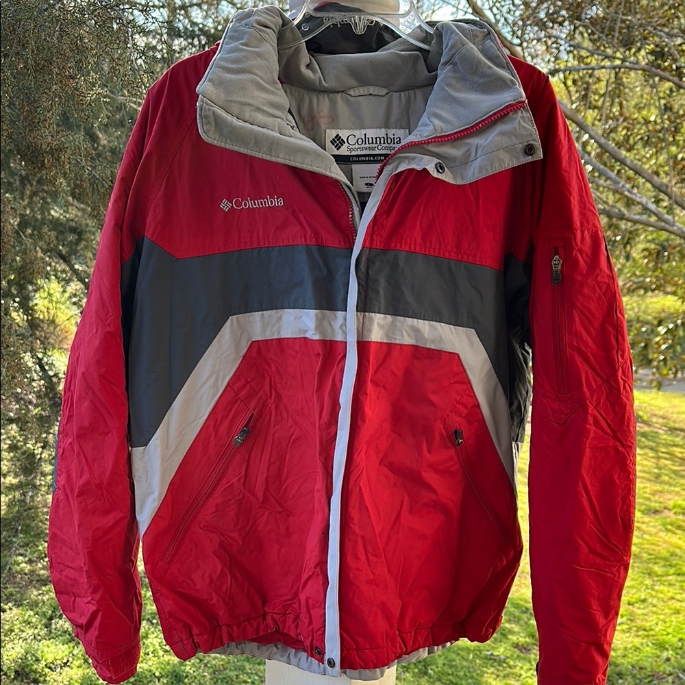 Columbia Red and Gray Performance Jacket with Wind Protection